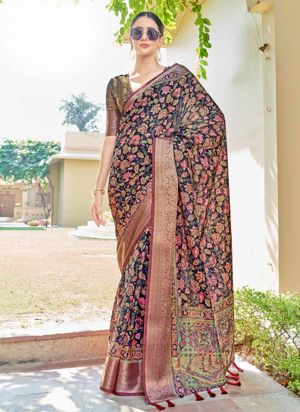 Bagalpuri Weaved Floral Digital Printed Saree | ACT602
