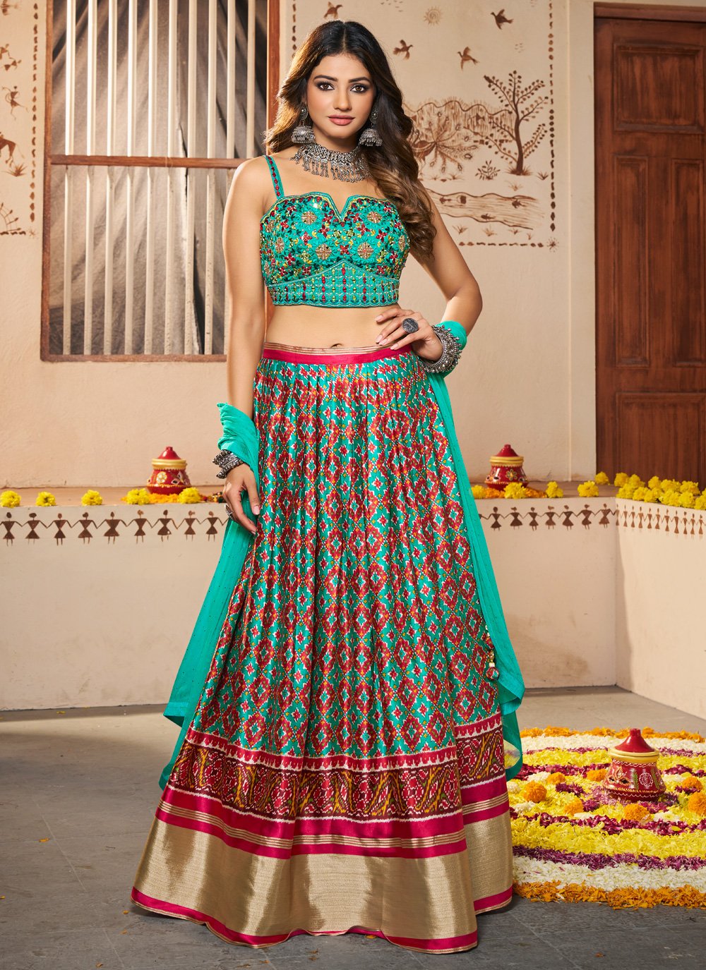Buy dharani Women Black Self Design Satin Blend Semi Stitched Lehenga and  Crop Top Online at Best Prices in India - JioMart.
