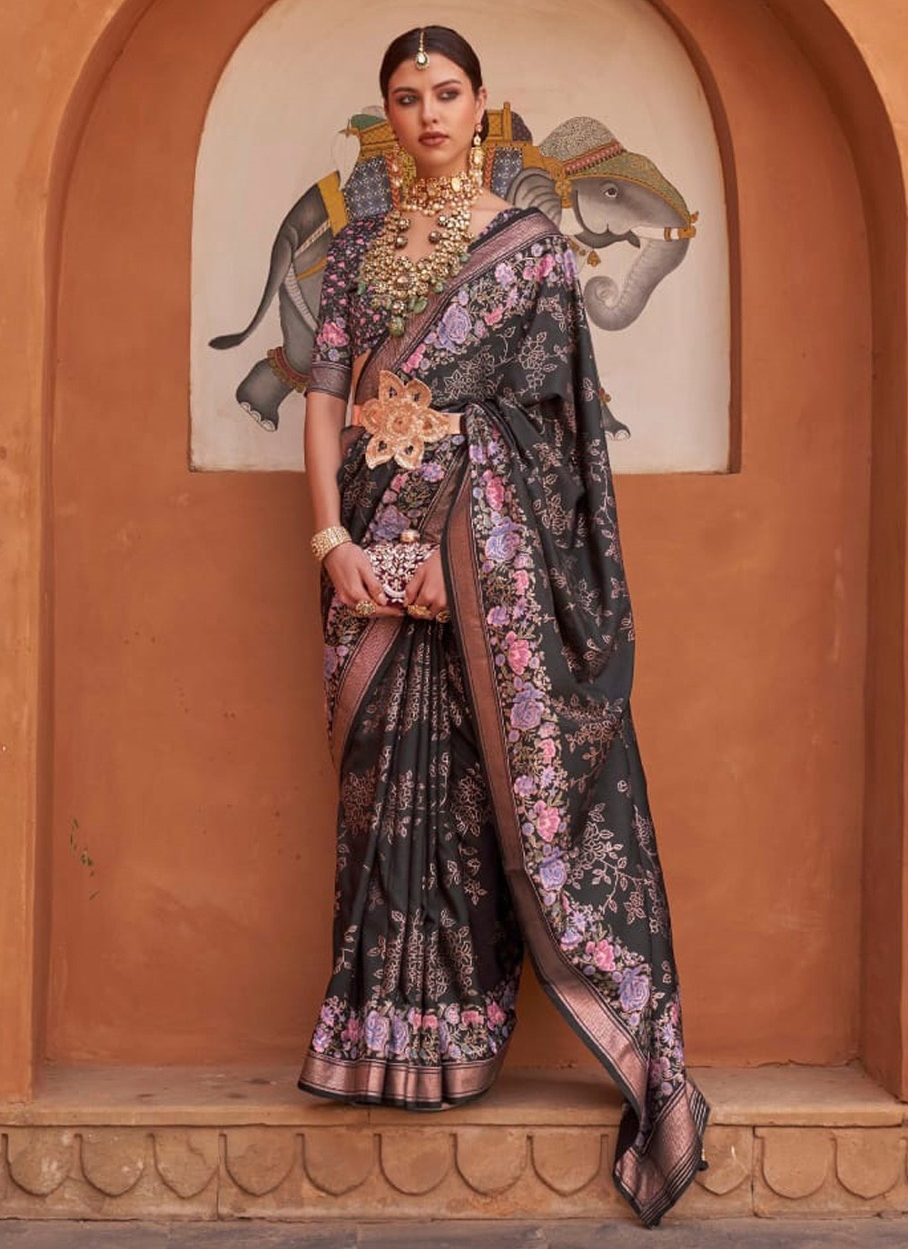 silk digital print multi colour classic saree 270576