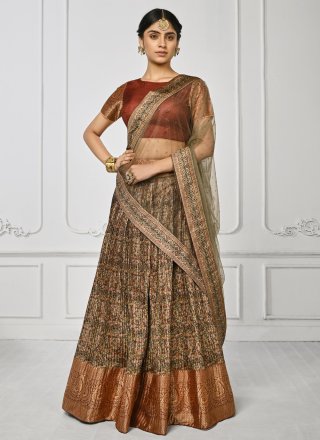 Brown & Steel Embellished Sequinned Semi Stitched Lehenga & Unstitched  Blouse With Dupatta - ShopGarb - 3720940