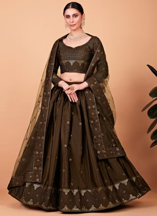 Silk Engagement Long Choli Lehenga