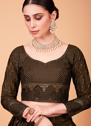 Silk Engagement Long Choli Lehenga