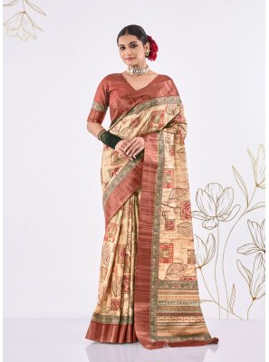 Silk Fancy Designer Traditional Saree in Cream