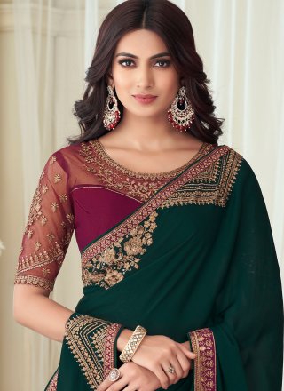 Silk Green Contemporary Saree