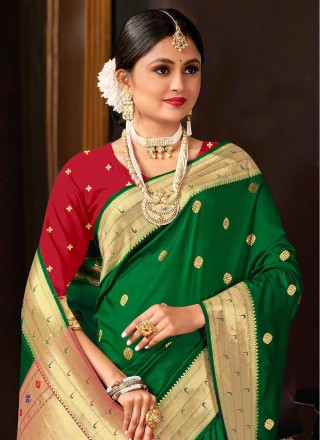 Silk Green Contemporary Style Saree