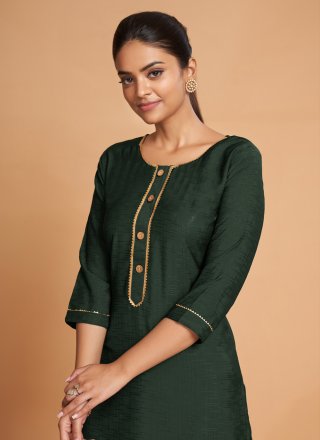 Silk Green Party Wear Kurti