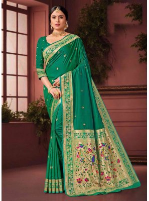 Silk Green Weaving Designer Saree