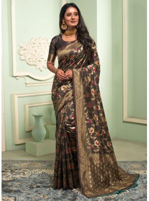Silk Grey Weaving Classic Saree