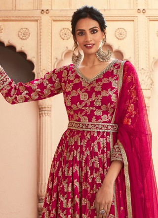 Silk Hot Pink Trendy Anarkali Salwar Kameez
