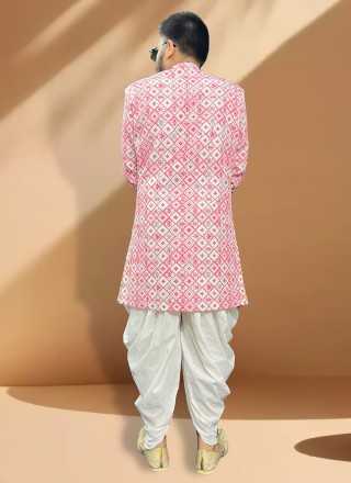 Silk Indo Western Sherwani in Pink