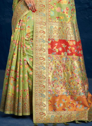 Silk Kashmiri Green Designer Traditional Saree