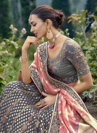 Silk Lehenga Choli with Embroidered and Gota Work