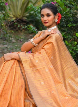 Silk Orange Woven Saree