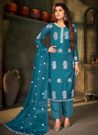 silk pant style suit in firozi 266504
