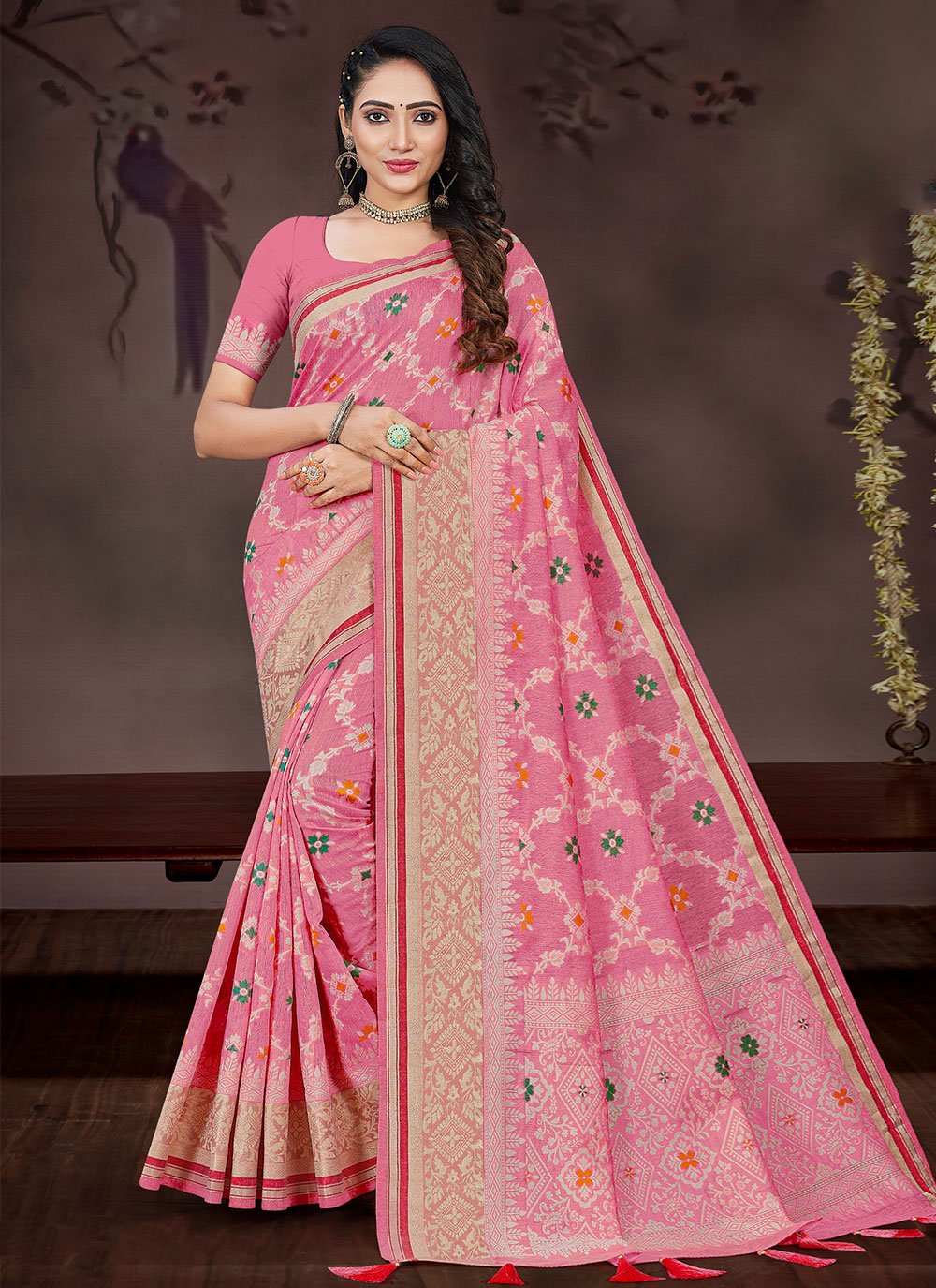 Beige & Multi Coloured Beautiful Meena Work with Elegant Jaal Women Pa –  Royskart