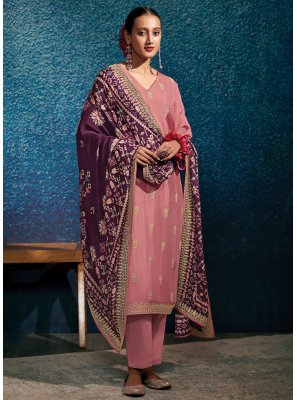 Silk Pink Trendy Salwar Kameez