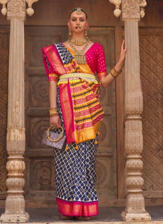 Silk Printed Contemporary Saree in Multi Colour