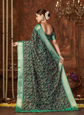Silk Printed Saree In Green