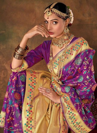 Silk Purple Trendy Saree