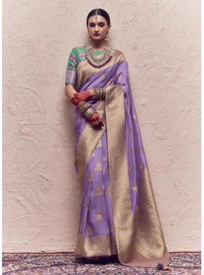 Silk Purple Weaving Classic Designer Saree