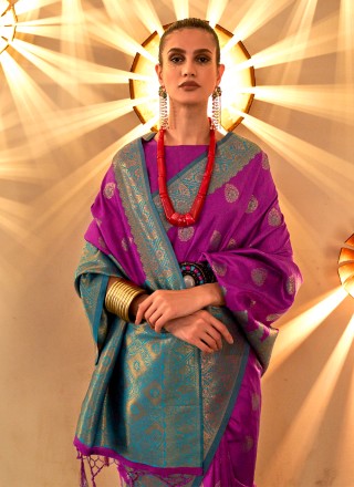 Silk Purple Weaving Contemporary Style Saree
