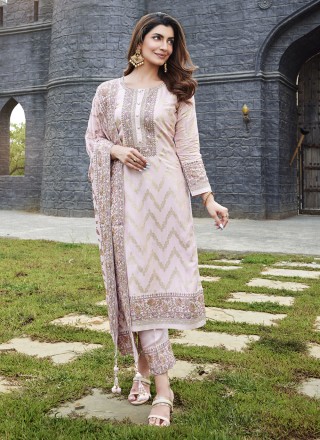 Silk Resham Pink Readymade Salwar Suit