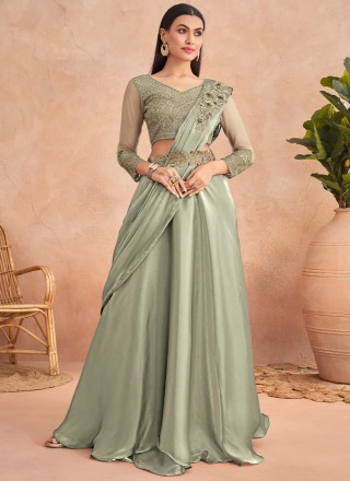 Grey Satin,Net Designer Lehenga Choli | Lehenga style saree, Designer  lehenga choli, Simple lehenga choli