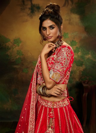 Silk Sequins Red Trendy Lehenga Choli