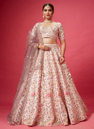 Silk Sequins Rose Pink Designer Lehenga Choli