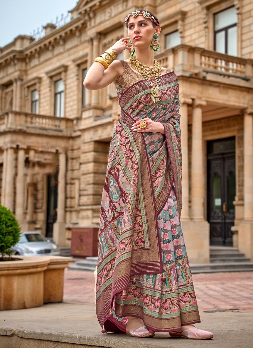 Multi Colour Silk Patola Print Classic Saree