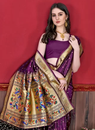 Silk Trendy Saree in Purple