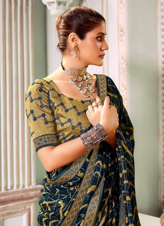 Silk Trendy Saree in Turquoise