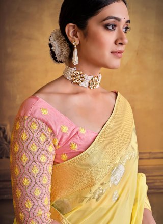 Silk Weaving Contemporary Saree in Yellow