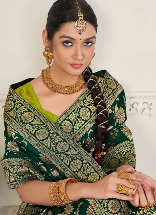 Silk Weaving Green Contemporary Saree