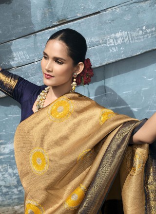 Silk Weaving Khaki Classic Saree