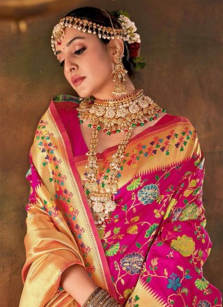 Silk Weaving Pink Classic Saree