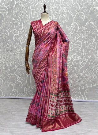 Silk Weaving Trendy Saree in Pink