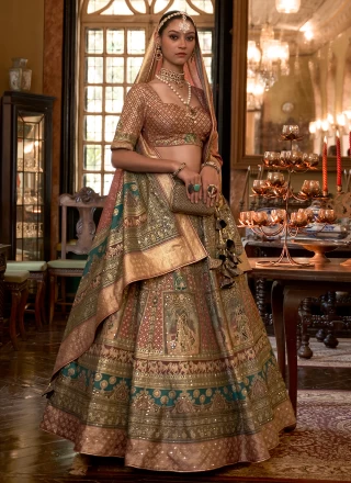 Buy Net Indian Wedding lehenga Choli In Golden Color Online - LLCV01710 |  Andaaz Fashion