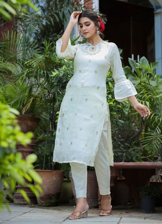 Silk White Pant Style Suit