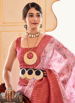 Silk Woven Designer Saree in Pink