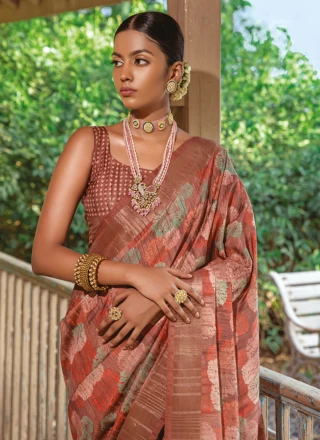 Silk Woven Trendy Saree in Brown