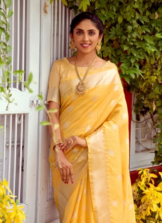 Silk Woven Yellow Classic Saree