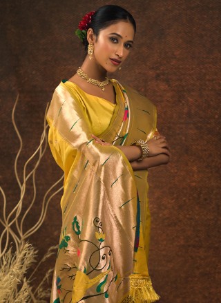 Silk Yellow Contemporary Saree