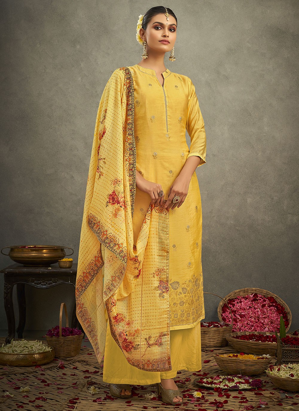 Silk Yellow Salwar Suit