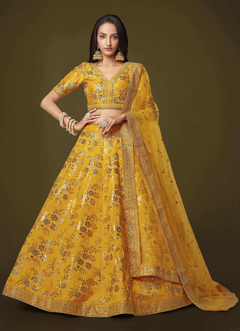 Yellow Color Kanjiveram Silk Zari Lehanga With Blouse Along With Embroidery  Duppta With Half Saree Lehenga Designer Half Saree Lehenga Choli - Etsy