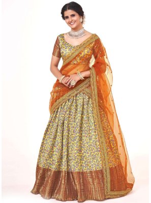 Silk Zari A Line Lehenga Choli in Yellow
