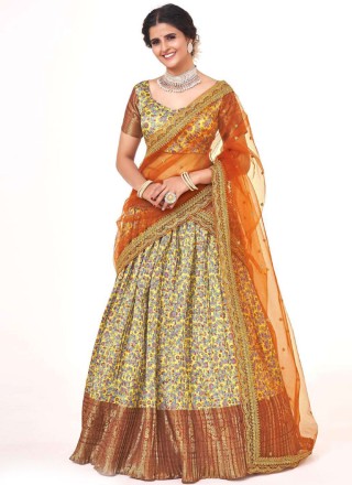 Buy Bandhani Lehenga In Shades Of Green Georgette With Mirror Embroidered  One Shoulder Choli