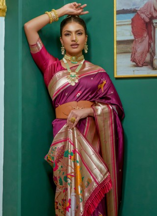Silk Zari Classic Saree in Mauve