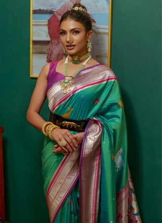 Silk Zari Trendy Saree in Rama