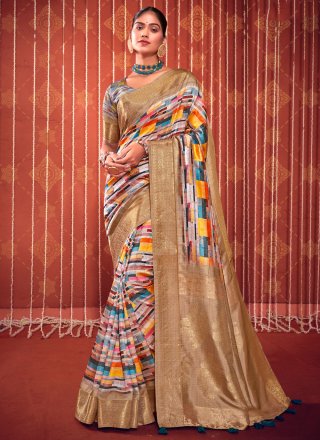 Spectacular Multi Colour Fancy Fabric Contemporary Sari